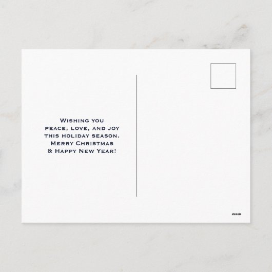 雪の中の美しい白い馬フォトクリスマス シーズンポストカード (裏面)