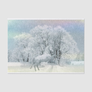 雪の中の美しい白馬 薄葉紙