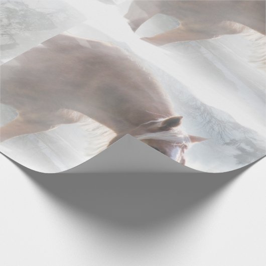 雪の中の美しい馬のギフトラップ ラッピングペーパー (角)