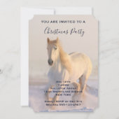 雪の中の美しランニングい白馬のクリスマス 招待状 (正面)