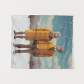 雪の中の老夫婦 タペストリー (正面(横))