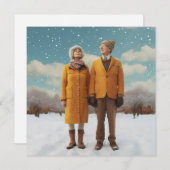 雪の中の老夫婦 招待状 (正面/裏面)