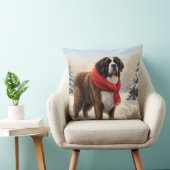 雪の中の聖ベルナール犬 クッション (椅子)