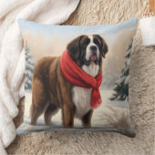 雪の中の聖ベルナール犬 クッション (ブランケット)