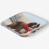 雪の中の聖ベルナール犬 ペーパープレート (傾斜あり)