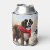雪の中の聖ベルナール犬 缶クーラー (缶正面)