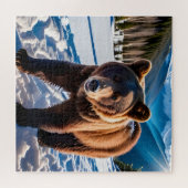 雪の中の茶色のクマ ジグソーパズル (横)