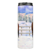 雪の中の茶色のベイ四分の馬 タンブラー (裏面)