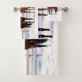 雪の中の茶色のベイ四分の馬 バスタオルセット (インサイチュ)