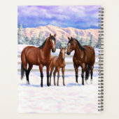 雪の中の茶色のベイ四分の馬 プランナー手帳 (裏面)