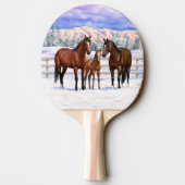 雪の中の茶色のベイ四分の馬 卓球ラケット (裏面)