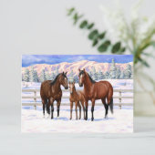 雪の中の茶色のベイ四分の馬 招待状 (スタンド正面)