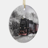 雪の中の蒸気列車 セラミックオーナメント (右)