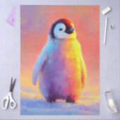 雪の中の虹色に輝くペンギンの赤ちゃん 薄葉紙 (クラフト)