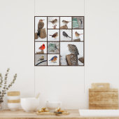 雪の中の裏庭の鳥 ポスター (キッチン)