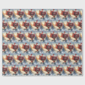 雪の中の赤いクリスマスメールボックス ラッピングペーパー (フラット)