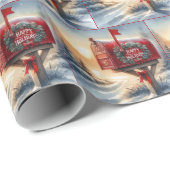 雪の中の赤いクリスマスメールボックス ラッピングペーパー (ロールコーナー)