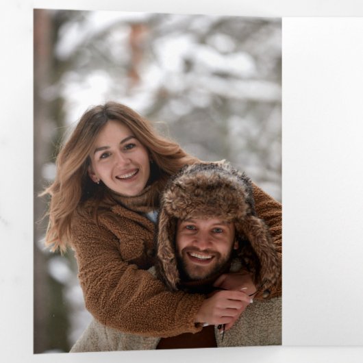 雪の中の赤い水色の冬の果実の写真 三つ折りカード (内部最初)