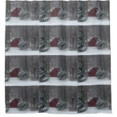 雪の中の赤い納屋 シャワーカーテン (正面)