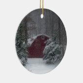 雪の中の赤い納屋 セラミックオーナメント (右)