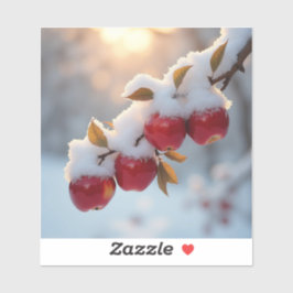 雪の中の赤い美味しいリンゴ シール