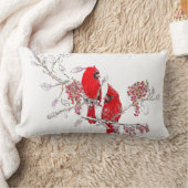 雪の中の赤い（鳥）ショウジョウコウカンチョウの鳥 ランバークッション (ブランケット)