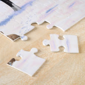 雪の中の農場の黒いアパロオーサの馬 ジグソーパズル (側面)