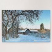 雪の中の農場 ジグソーパズル (横)