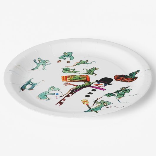 雪の中の遊小さなネズミ ペーパープレート (アングル)