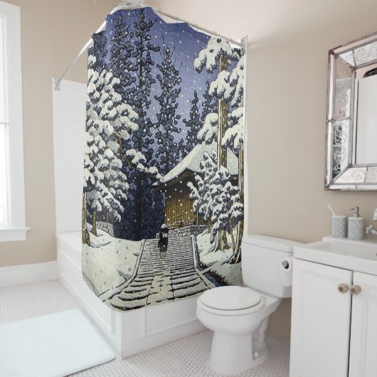 雪の中の金色堂の平泉川瀬蓮井 シャワーカーテン (インサイチュ)