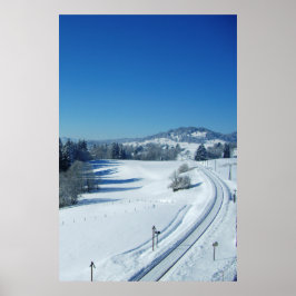雪の中の鉄道の線路 ポスター