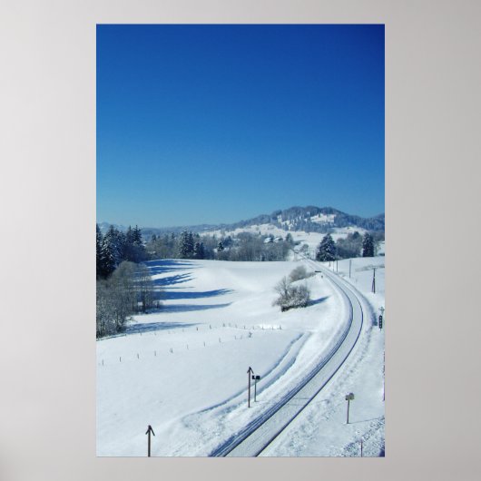 雪の中の鉄道の線路 ポスター (正面)