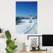 雪の中の鉄道の線路 ポスター (ホームオフィス)