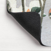 雪の中の雀と椿　（安藤広重） マウスパッド (コーナー)