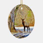 >雪の中の雄牛のエルク セラミックオーナメント (右)