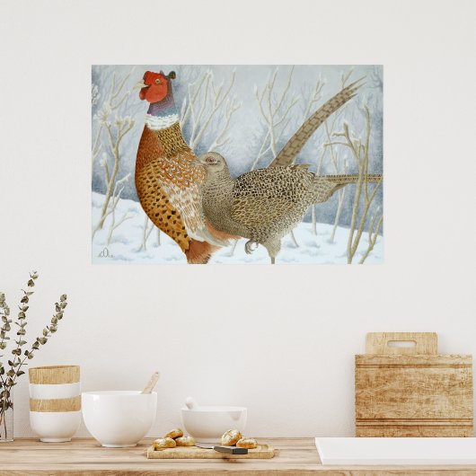 雪の中の雉 ポスター (キッチン)