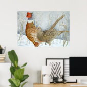 雪の中の雉 ポスター (ホームオフィス)