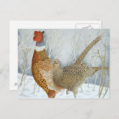 雪の中の雉 ポストカード (正面/裏面)
