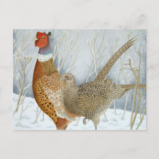 雪の中の雉 ポストカード
