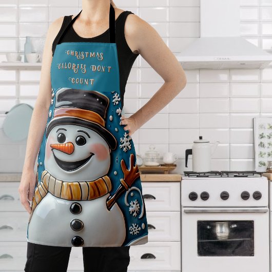 雪の中の雪だるま クリスマスエプロン エプロン
