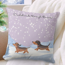 雪の中の面白いダックスフント - ダックスフントのクリスマス クッション