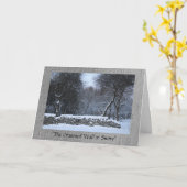 雪の中の頭のついた壁 カード (黄色い花)