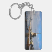 雪の中の風車、冬のオランダ キーホルダー (正面左)