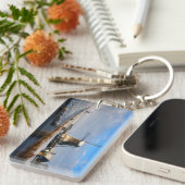 雪の中の風車、冬のオランダ キーホルダー (正面右)