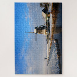 雪の中の風車、冬のオランダ ジグソーパズル