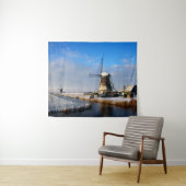 雪の中の風車、冬のオランダ タペストリー (インサイチュ(横))