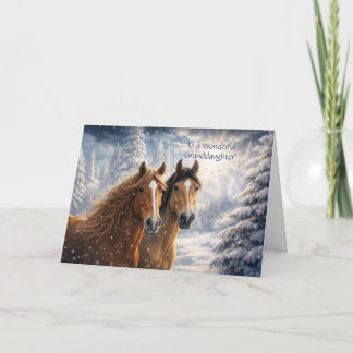 雪の中の馬とお孫さんのクリスマス シーズンカード