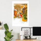 雪の中の馬と馬車 ポスター (ホームオフィス)