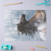 雪の中の馬のマスタング 薄葉紙 (クラフト)