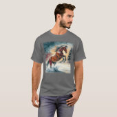 雪の中の馬 ギフト Tシャツ (正面フル)